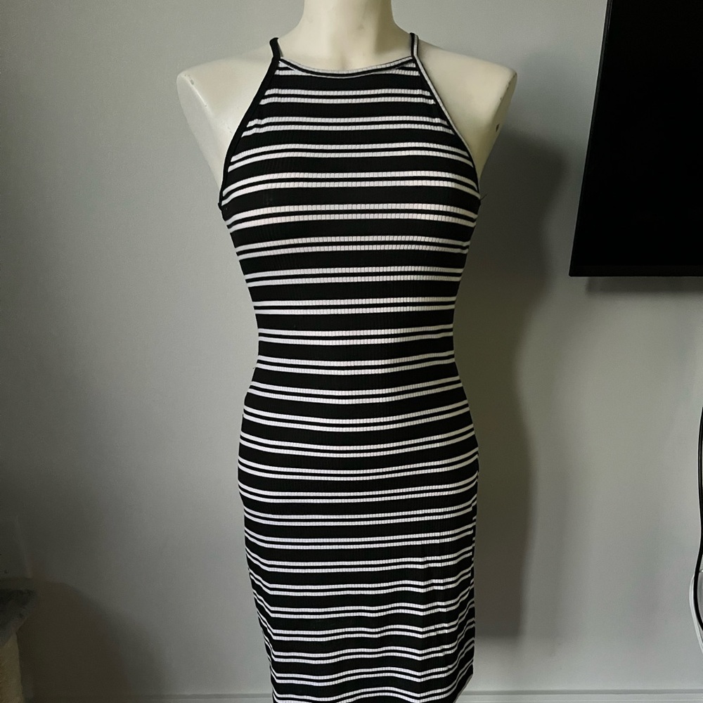 Square neck striped dress